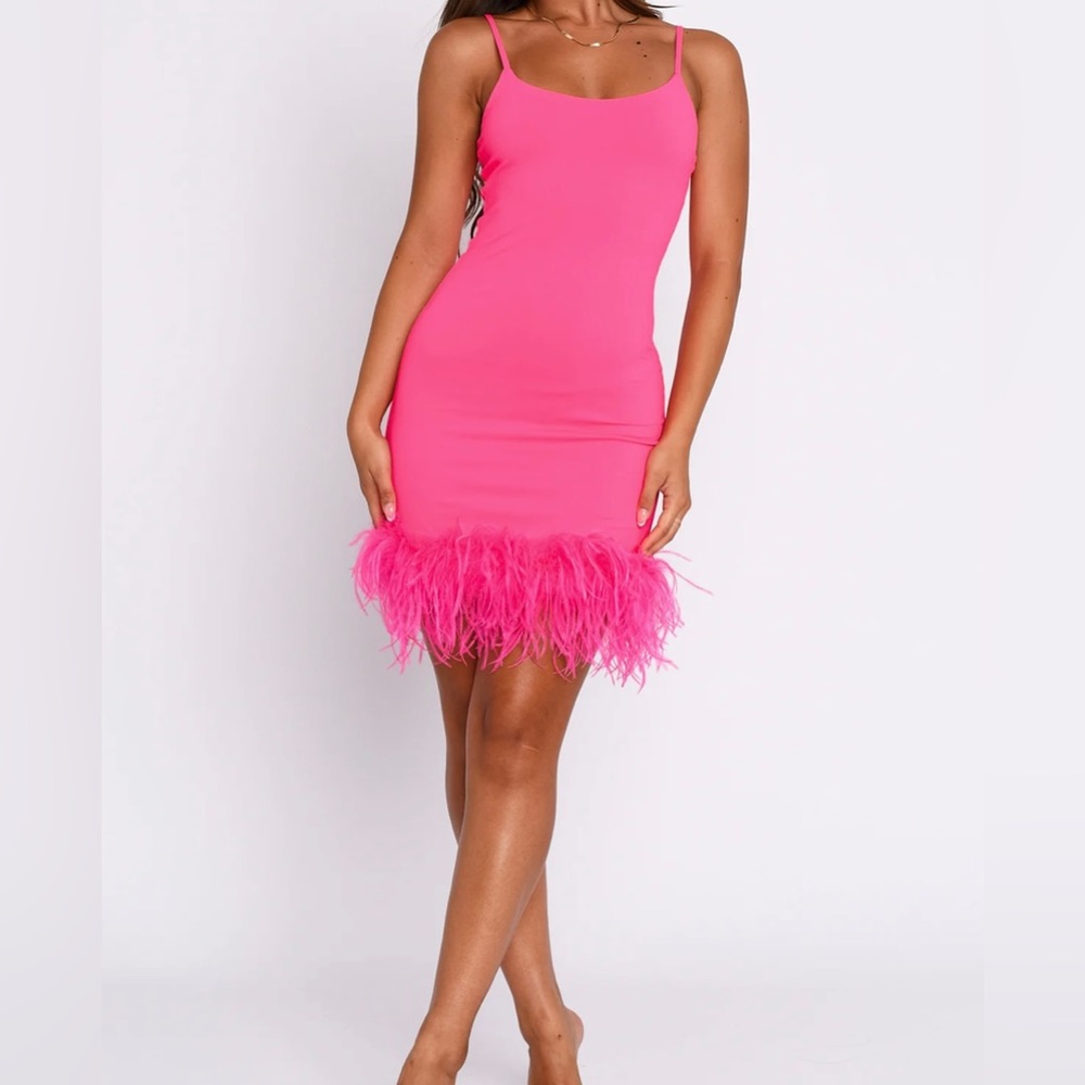 Pink dress. New with tags. Never warn. White fox boutique.